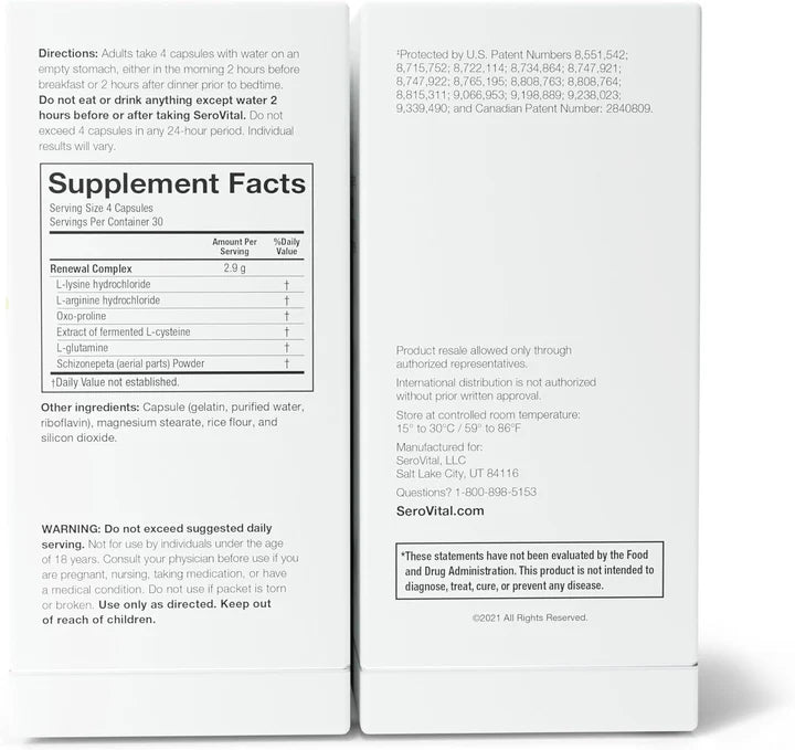 Serovital Renewal Complex - Anti Aging Supplements - Improved Energy, Immunity and Sleep (30 days serving)