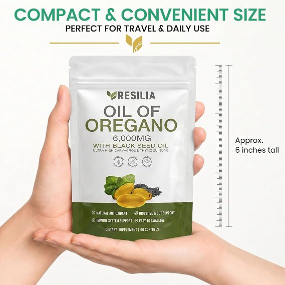 2 in 1 Oil of Oregano & Black Seed Softgels with Carvacrol , Immune Support