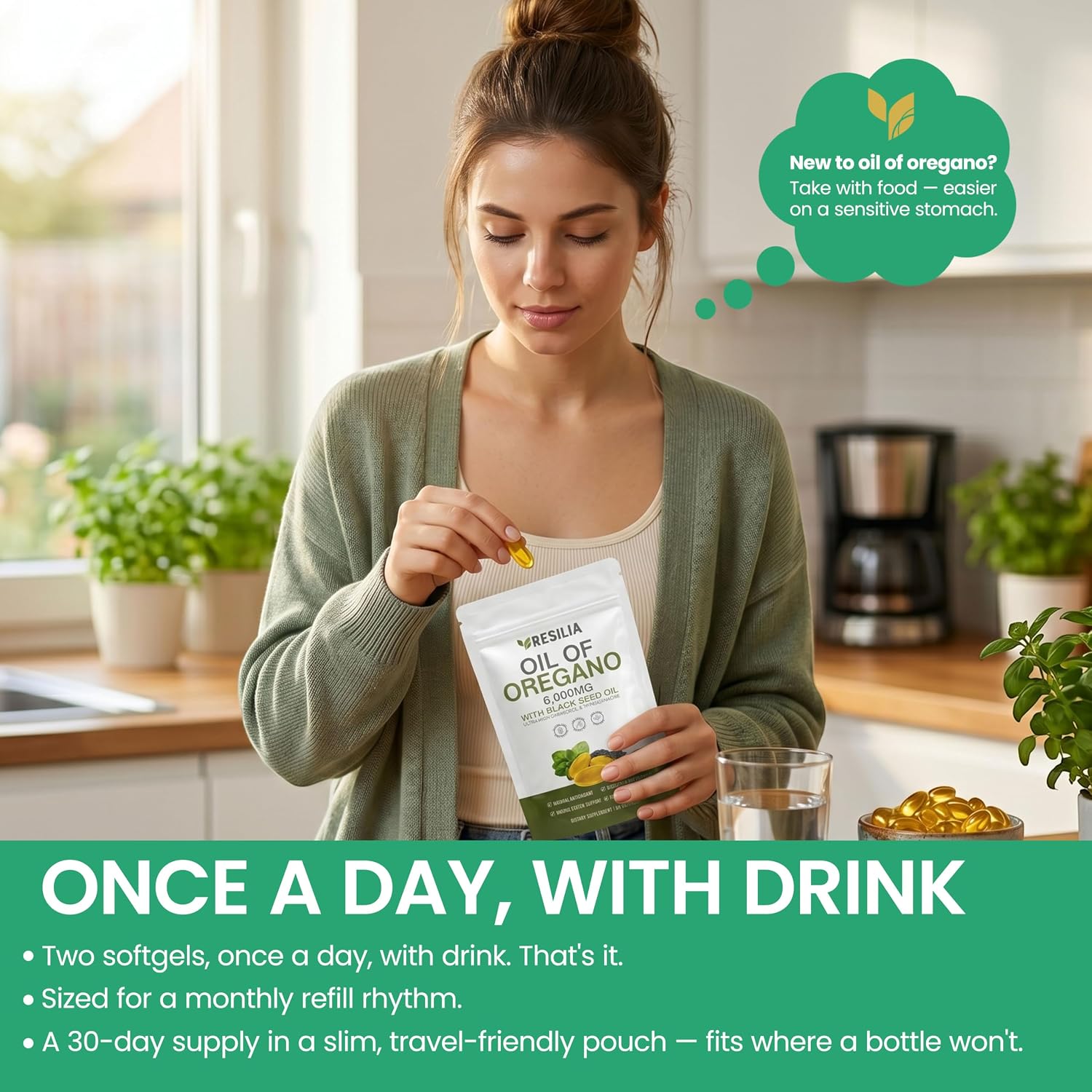 2 in 1 Oil of Oregano & Black Seed Softgels with Carvacrol , Immune Support