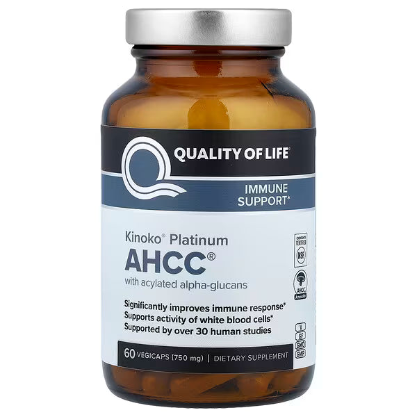 Quality of Life Premium Kinoko Platinum AHCC Supplement – 60 Veg Capsules