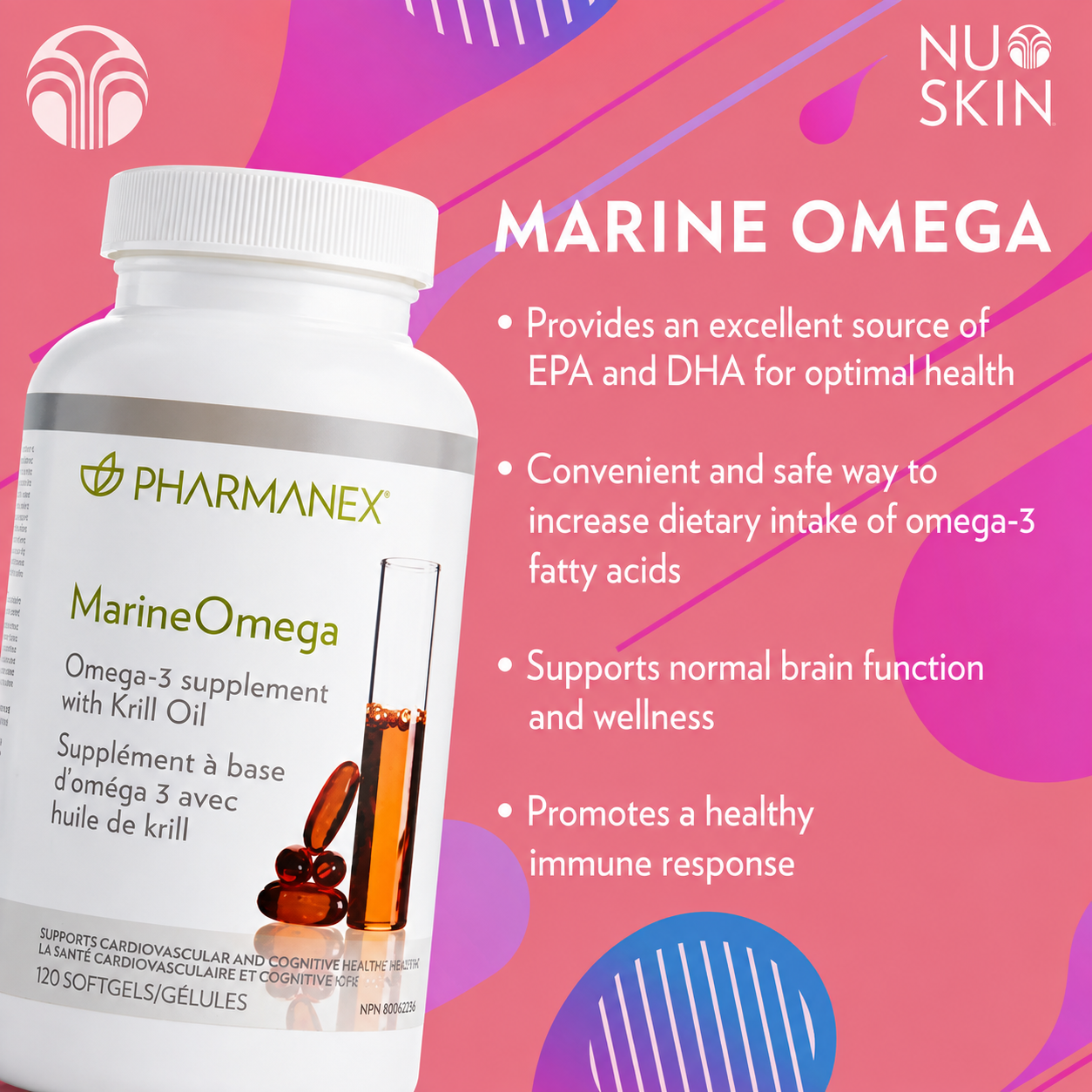 Pharmanex Marine Omega-3 Supplement with Krill Oil – 120 Softgels