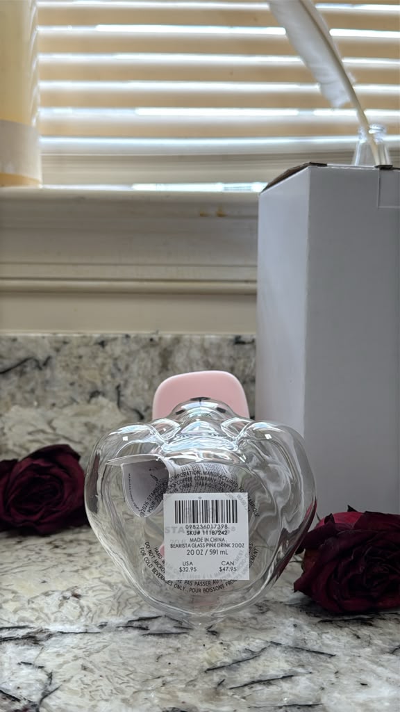 2026 Starbucks Bearista Pink Bear Glass Tumbler Cold Cup with Straw, 20oz/591ml — Pack of 2