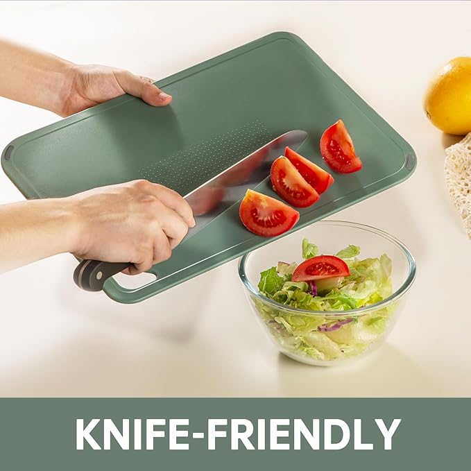 Plastic Cutting Boards Set of 3 with Grip Handle, Dishwasher Safe
