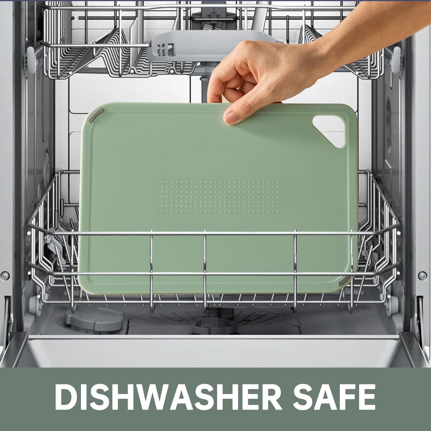 Plastic Cutting Boards Set of 3 with Grip Handle, Dishwasher Safe