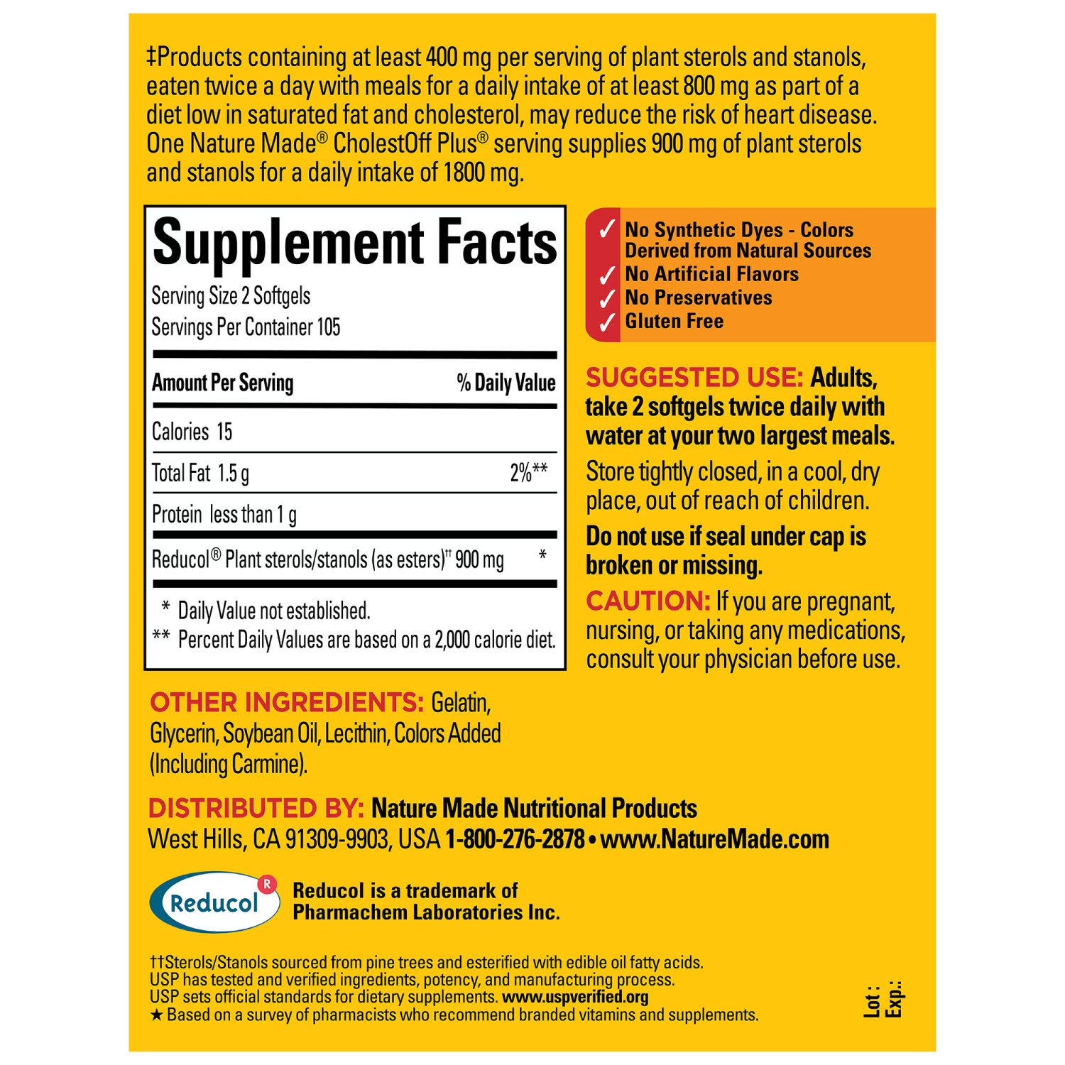 Nature Made CholestOff Plus 210 Softgels Heart Health & Cholesterol Support