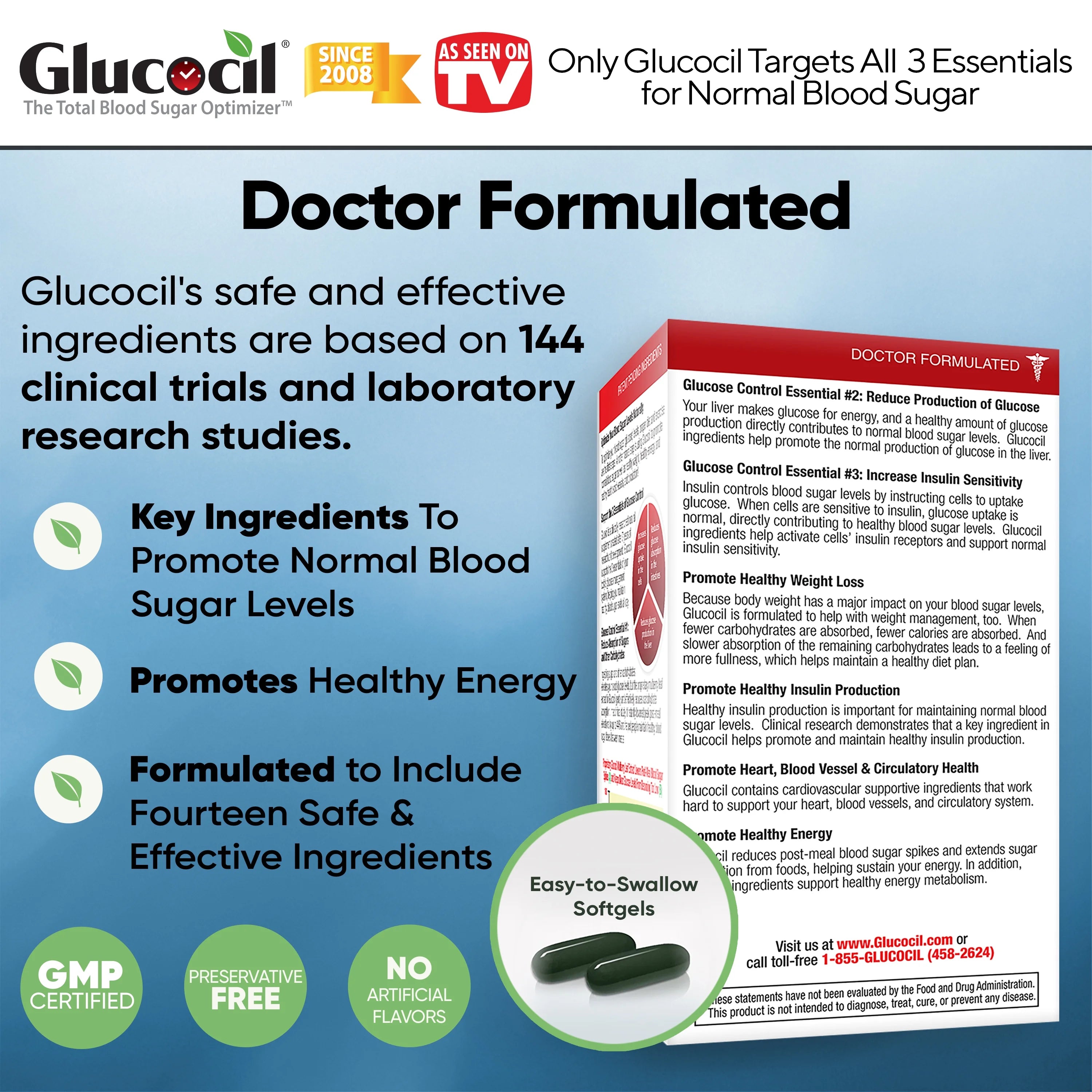 Glucocil 30-Day Supply 120CT – Premium Blood Sugar Support