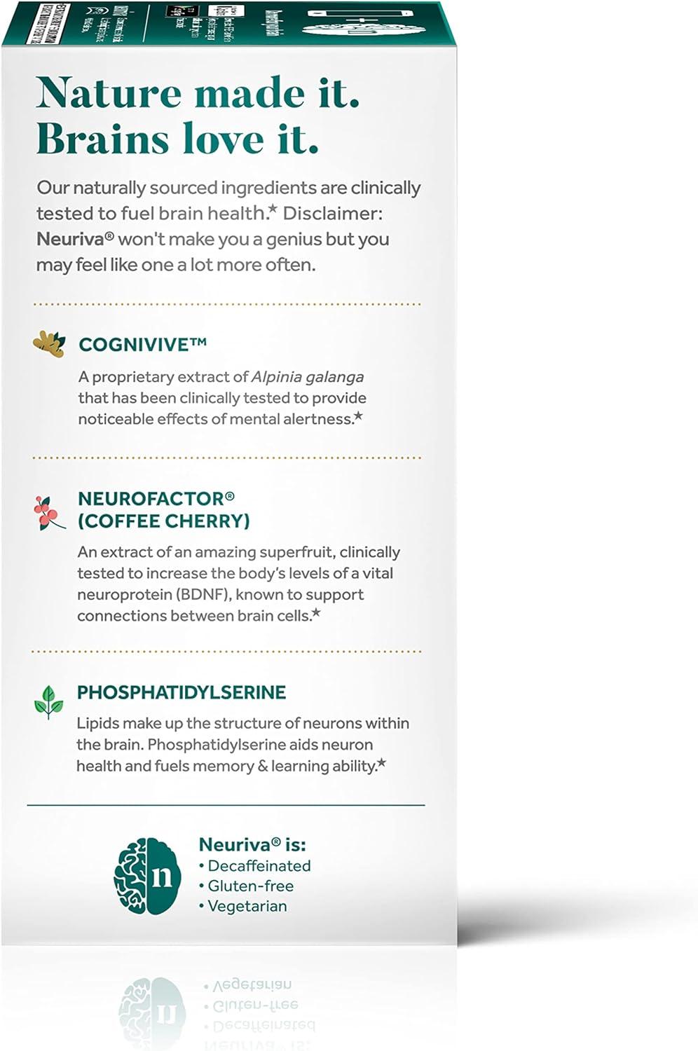 NEURIVA Ultra Nootropic Brain Supplement - Memory, Focus, 60 Caps