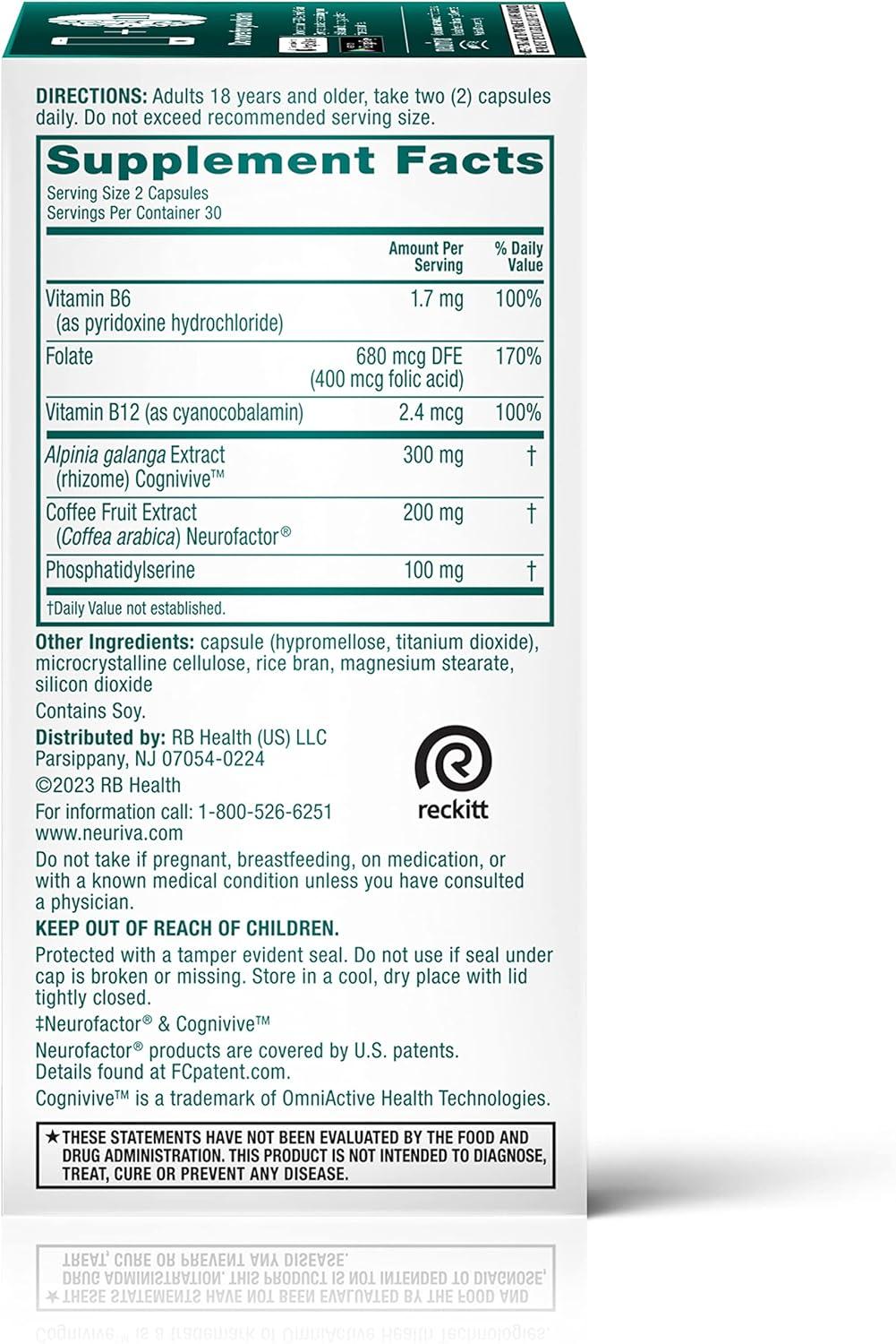 NEURIVA Ultra Nootropic Brain Supplement - Memory, Focus, 60 Caps