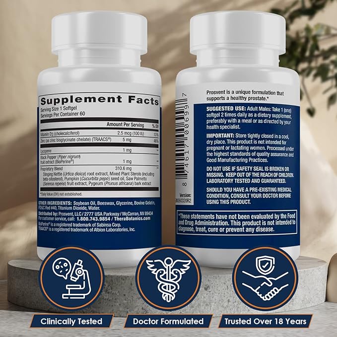 Advanced Men's Prostate Support Natural Supplement Prosvent 60 count