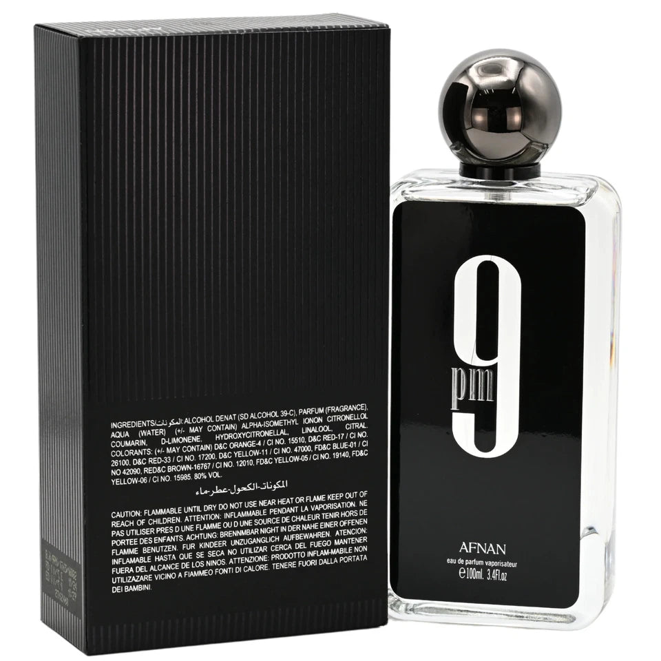 9 PM by Afnan Eau de Parfum Spray for Men 3.4 fl oz New in Box