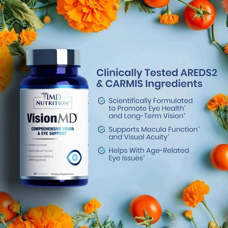MD Nutrition VisionMD Eye Health Supplement – Eye Vitamins with Vitamin C, 30 Softgels