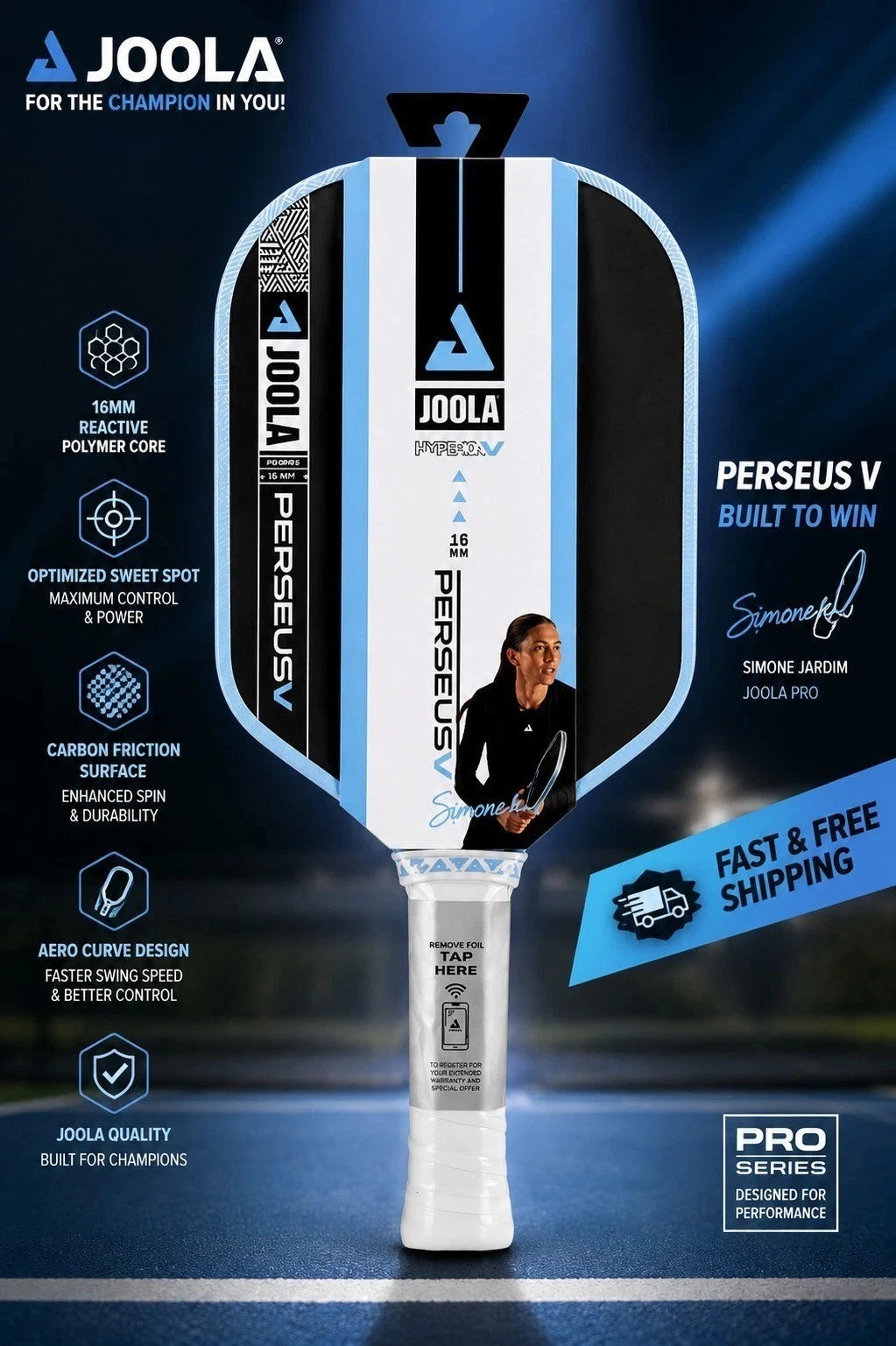 JOOLA Perseus Pro V 16mm Tournament Pickleball Paddle | Brand New