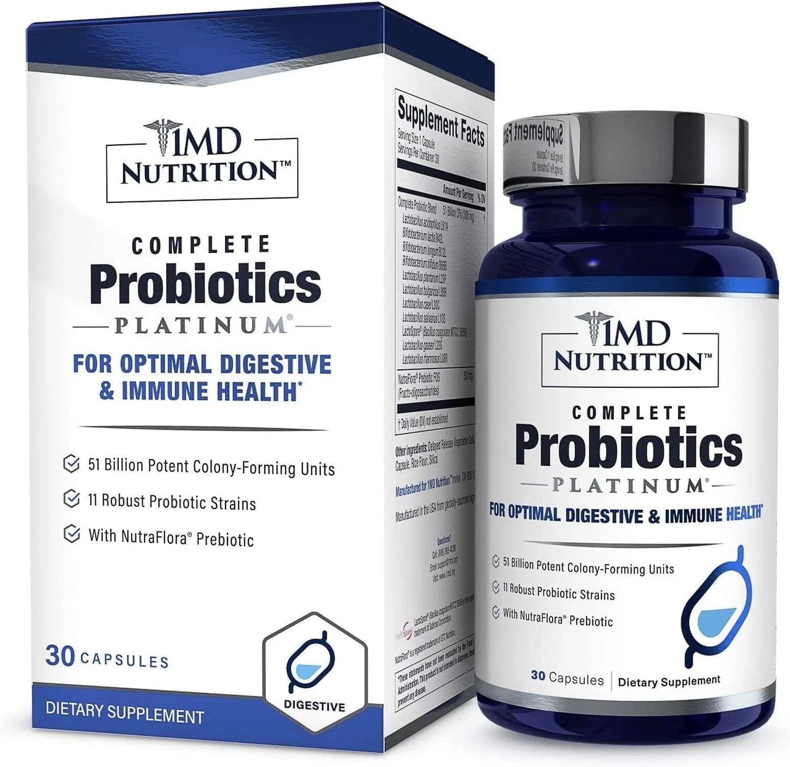 1MD Nutrition Complete Probiotics 30 Caps Gut Digestive Support