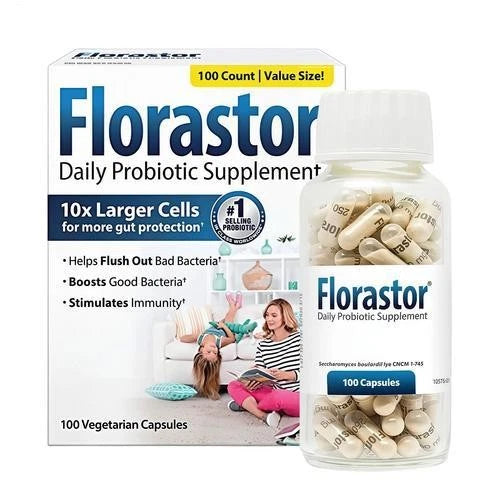 Florastor Daily Probiotic Supplement for Women & Men – Digestive Health Support, 100 Capsules