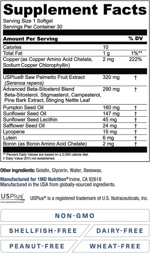 1MD Nutrition ProstateMD Saw Palmetto Prostate Support 30 Day Supply Supplement