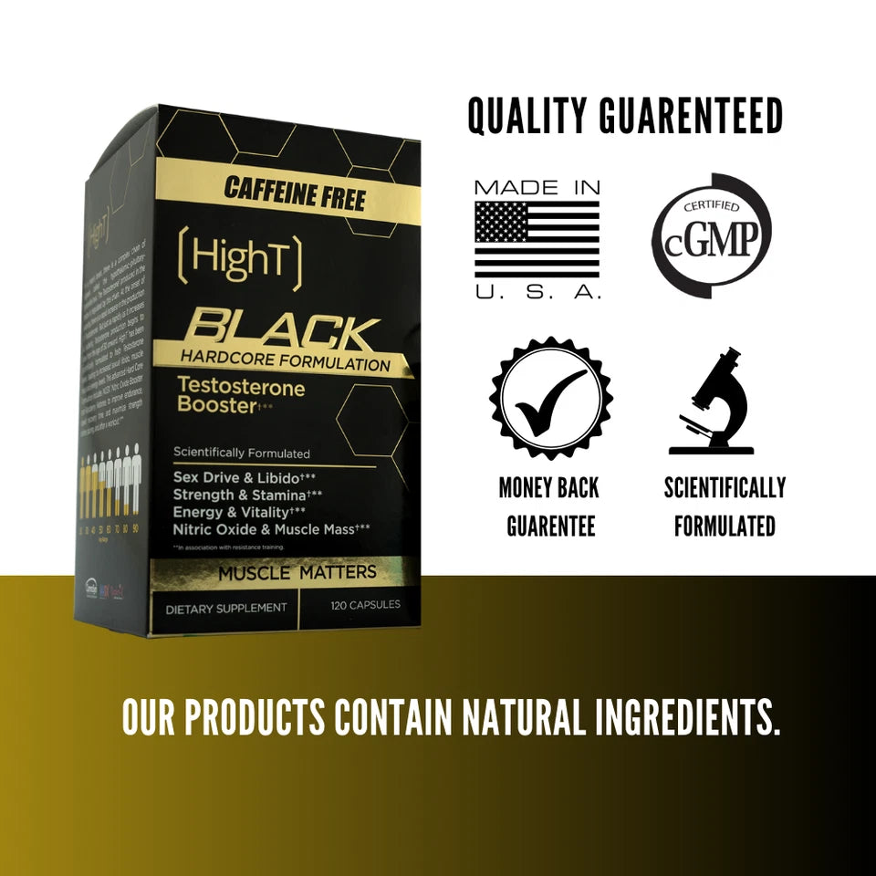 High T Black - Best All Natural Testosterone Booster - Energy Booster 120 ct