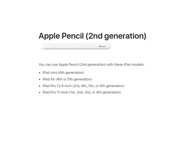 Apple Pencil 2nd Generation iPad Pro Stylus MU8F2AM/A