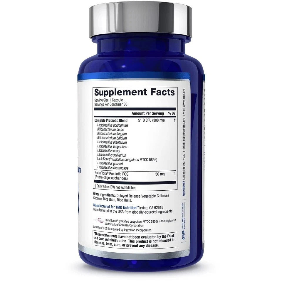 1MD Nutrition Complete Probiotics 30 Caps Gut Digestive Support