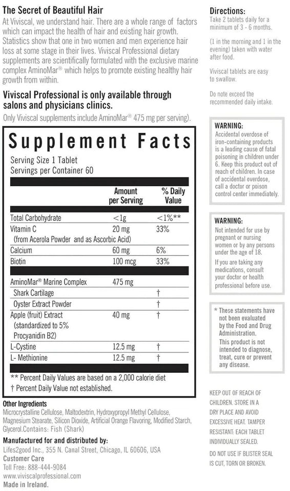 Viviscal PRO Advanced Hair Growth Supplement – 180 Tablets